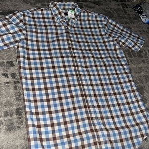 Brown And Blue Plaid Button Up